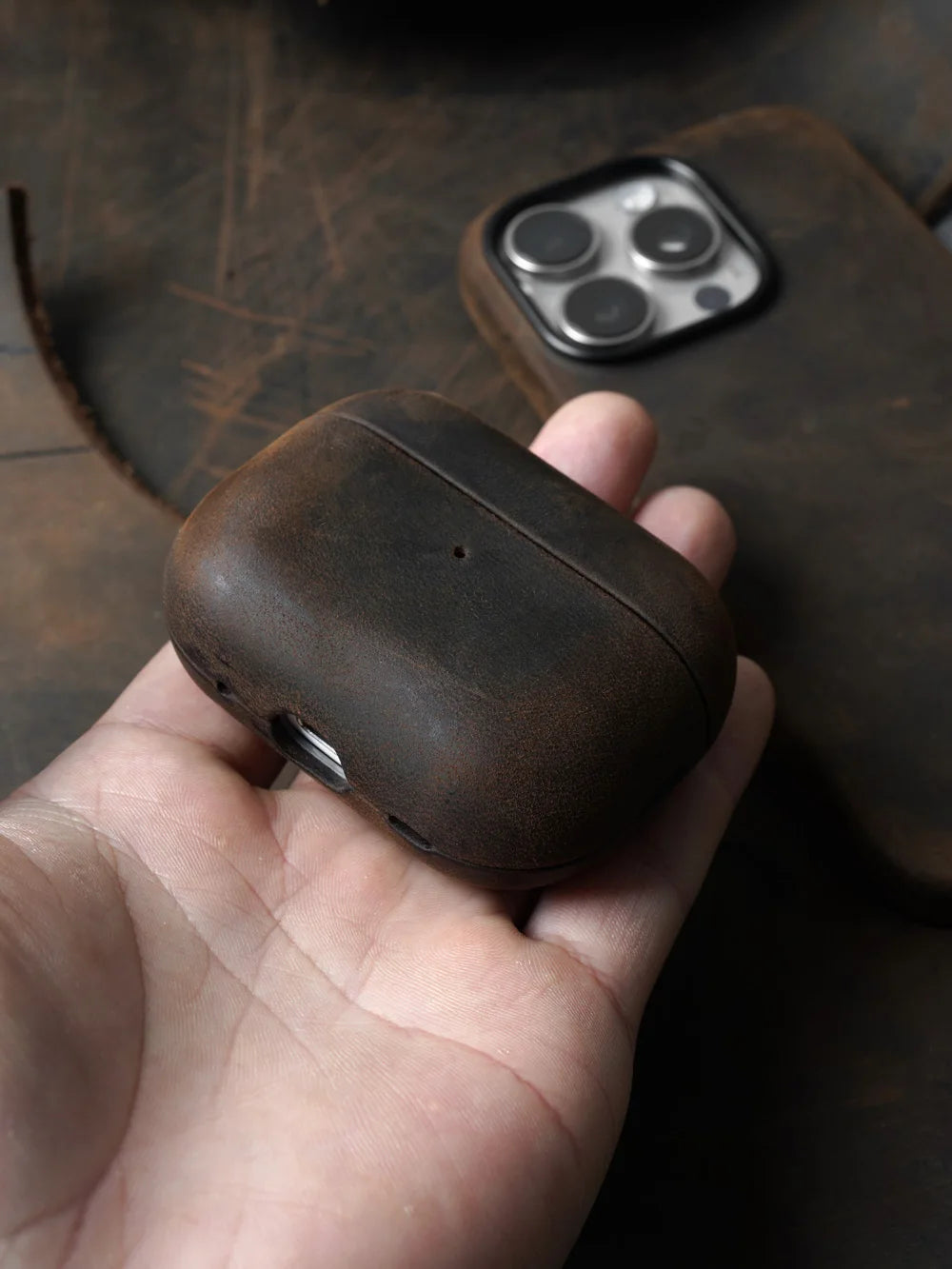 Italian Crazy Horse Genuine Leather Case for AirPods Pro 2 Luxury Cases for AirPods 3 2 & 1 Wireless Bluetooth Headset Cover