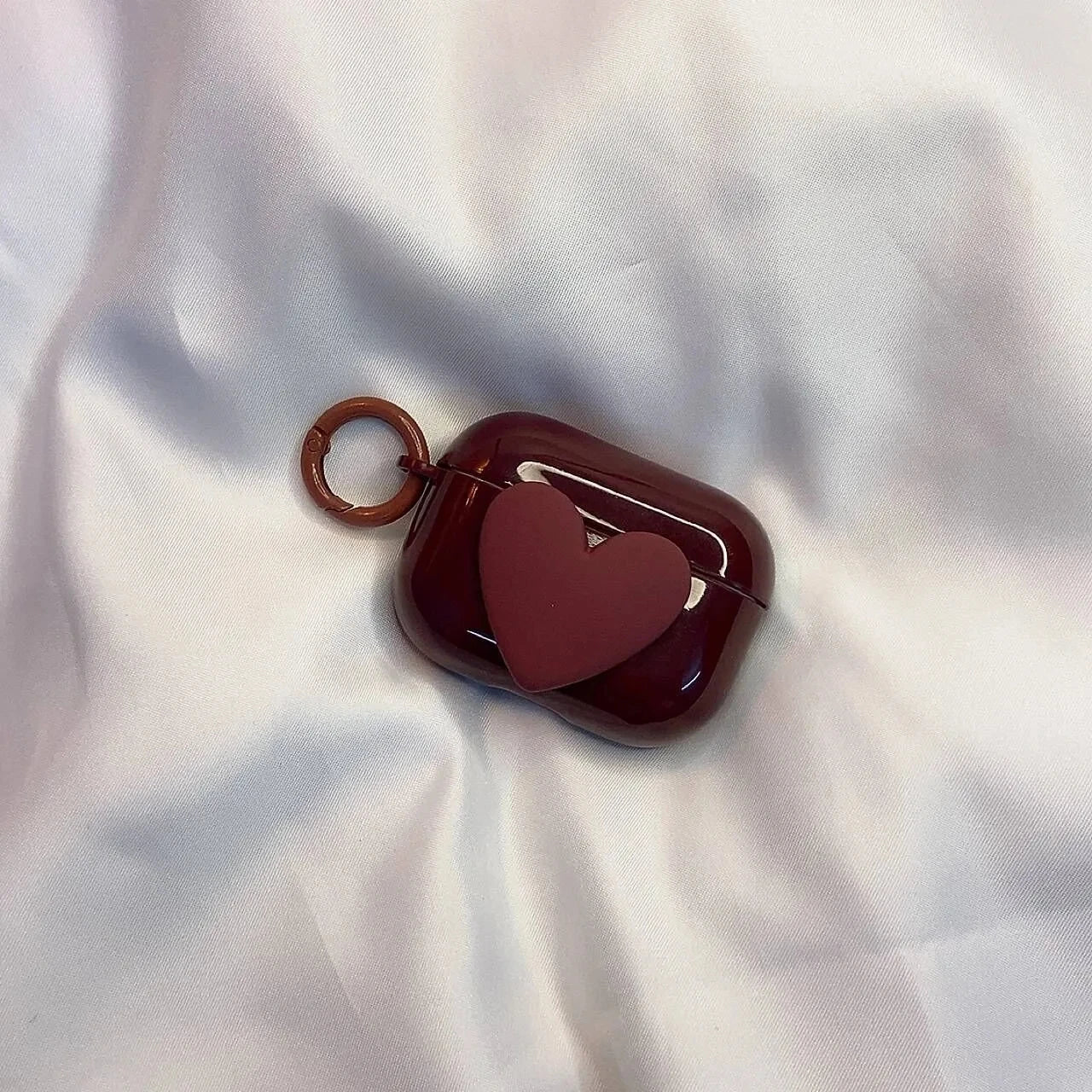 Cute 3D Heart Earphone Case For AirPods 1 2 Pro 2nd Case Soft Silicone For Air pods 4 3 Bluetooth Earphone Charging Boxs Keyring