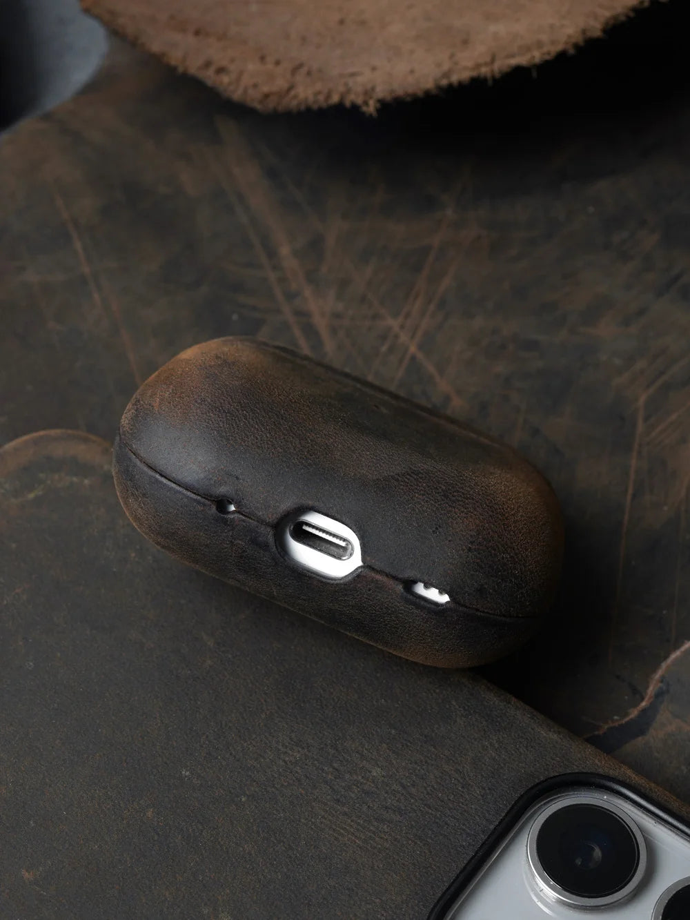 Italian Crazy Horse Genuine Leather Case for AirPods Pro 2 Luxury Cases for AirPods 3 2 & 1 Wireless Bluetooth Headset Cover