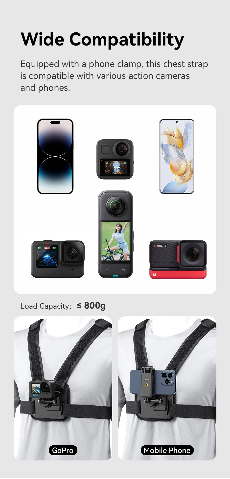 Ulanzi Go-Quick II Magnetic Chest Strap For Action Camera Smartphone Gopro 14 13 12 11 10 iPhone 15 14 13 for Outdoor Video Vlog