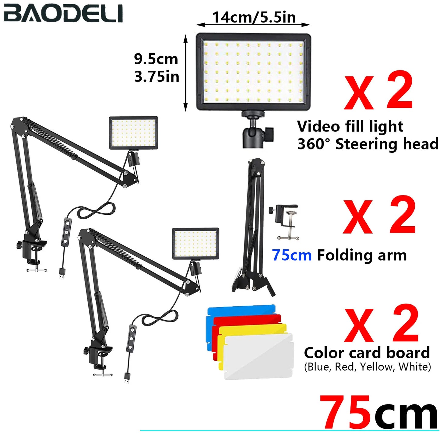 LED Video Light Panel Photography Lighting Photo Studio Lamp Kit 2 Pack For Shoot Live Streaming Youbube With Stand RGB Filters
