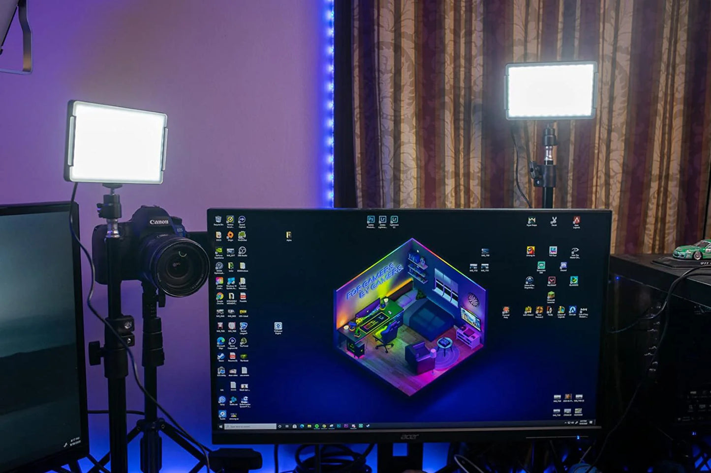 LED Video Light Panel Photography Lighting Photo Studio Lamp Kit 2 Pack For Shoot Live Streaming Youbube With Stand RGB Filters