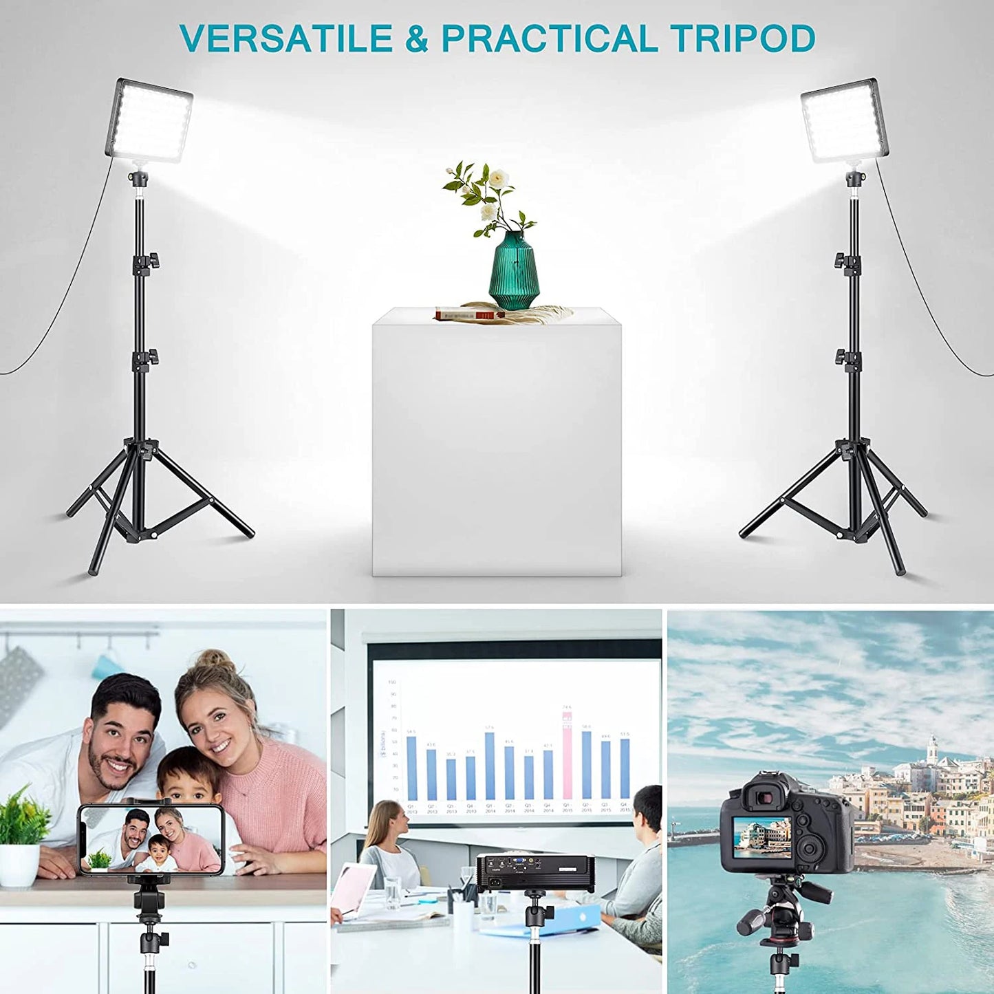 LED Video Light Panel Photography Lighting Photo Studio Lamp Kit 2 Pack For Shoot Live Streaming Youbube With Stand RGB Filters