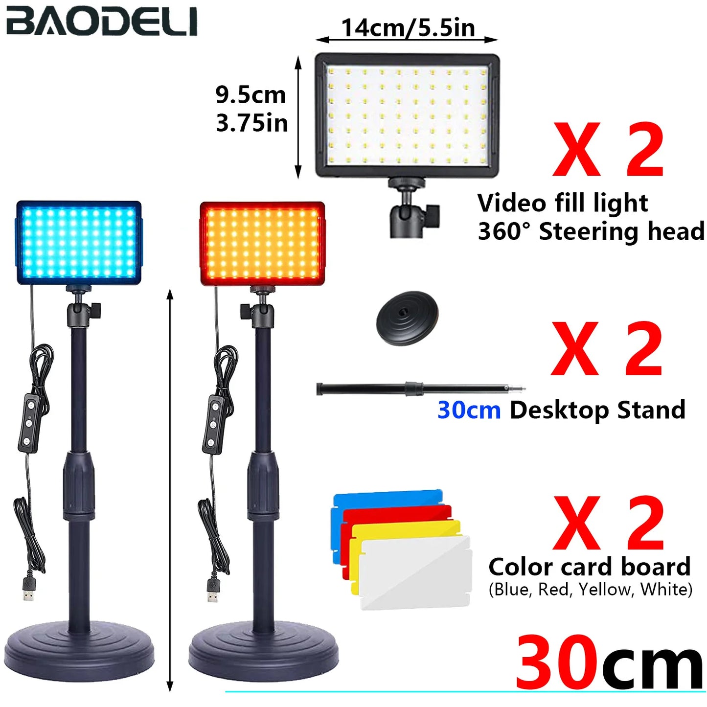 LED Video Light Panel Photography Lighting Photo Studio Lamp Kit 2 Pack For Shoot Live Streaming Youbube With Stand RGB Filters