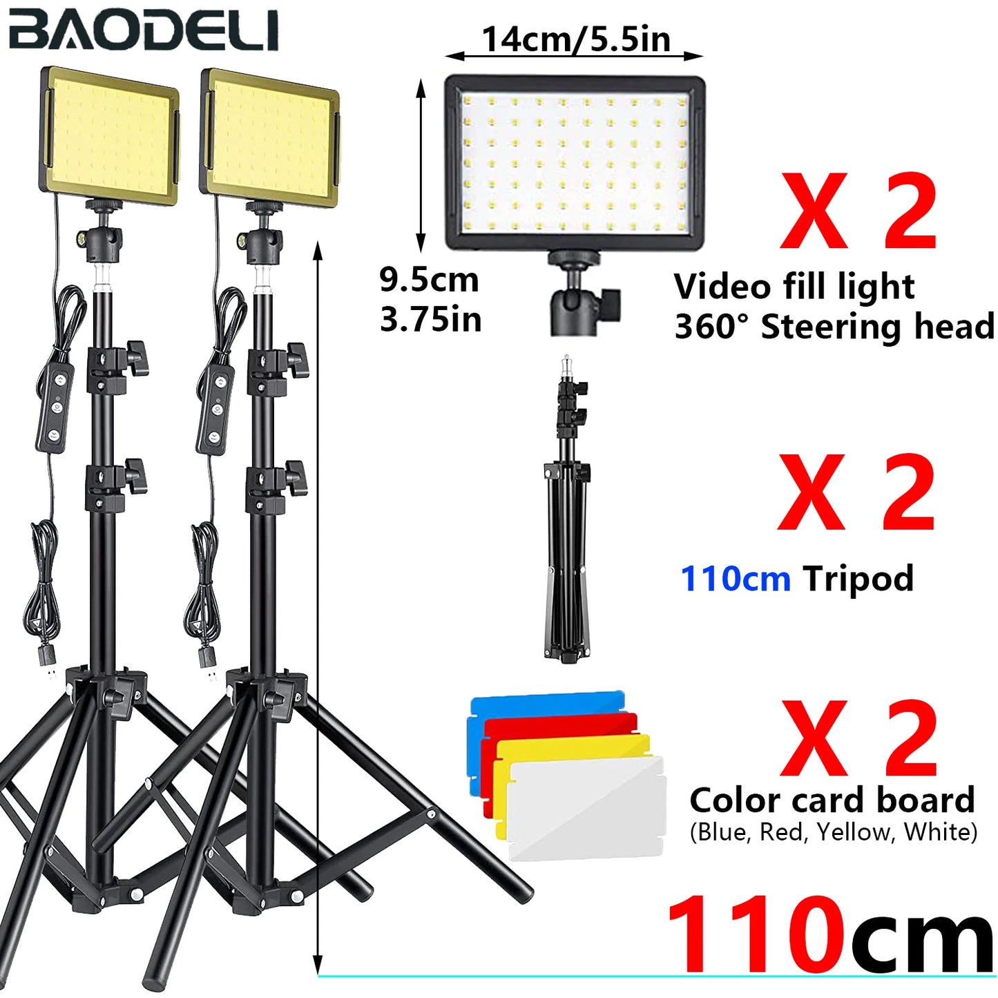 LED Video Light Panel Photography Lighting Photo Studio Lamp Kit 2 Pack For Shoot Live Streaming Youbube With Stand RGB Filters
