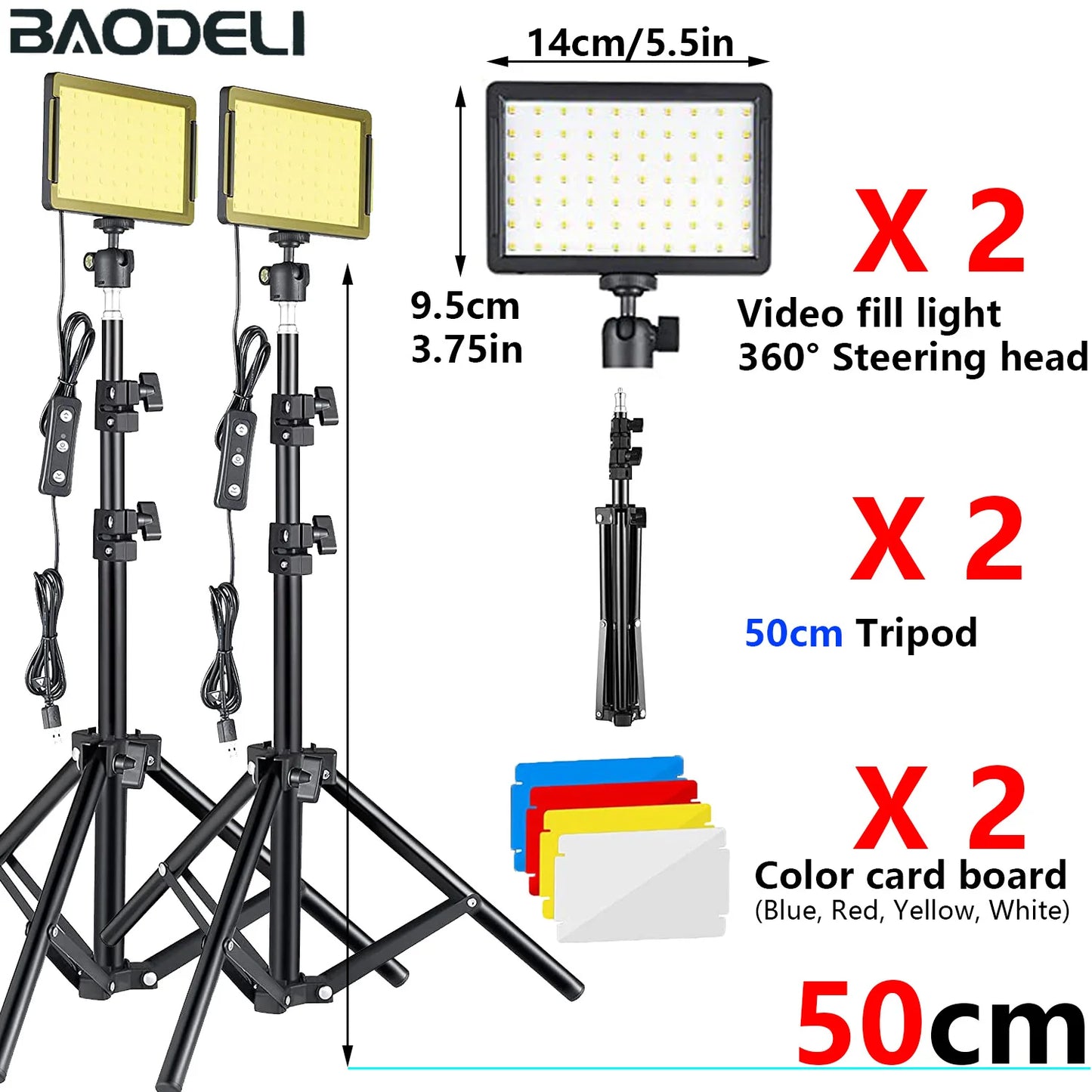 LED Video Light Panel Photography Lighting Photo Studio Lamp Kit 2 Pack For Shoot Live Streaming Youbube With Stand RGB Filters