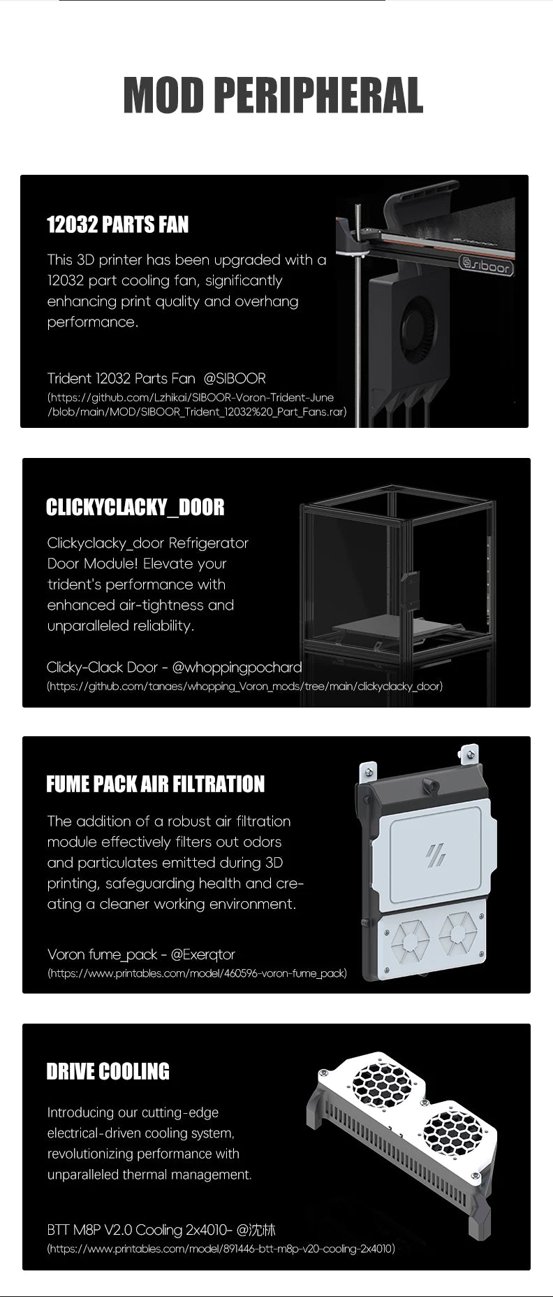 Latest SIBOOR Voron Trident [June,2024] 3D Printer with CNC Metal Structure 4AWD CoreXY DIY 3D Printer Kit AWD Components