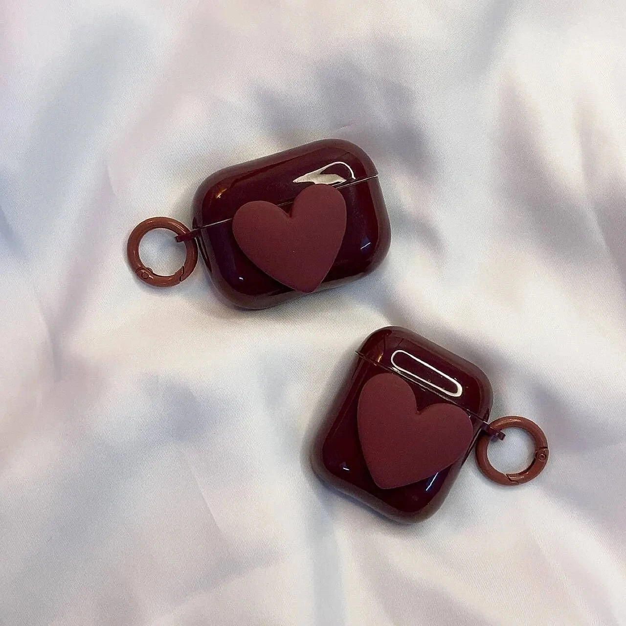 Cute 3D Heart Earphone Case For AirPods 1 2 Pro 2nd Case Soft Silicone For Air pods 4 3 Bluetooth Earphone Charging Boxs Keyring