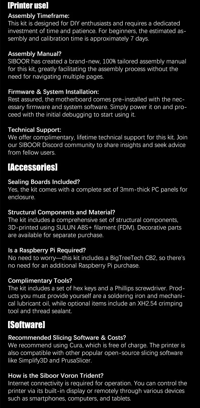 Latest SIBOOR Voron Trident [June,2024] 3D Printer with CNC Metal Structure 4AWD CoreXY DIY 3D Printer Kit AWD Components