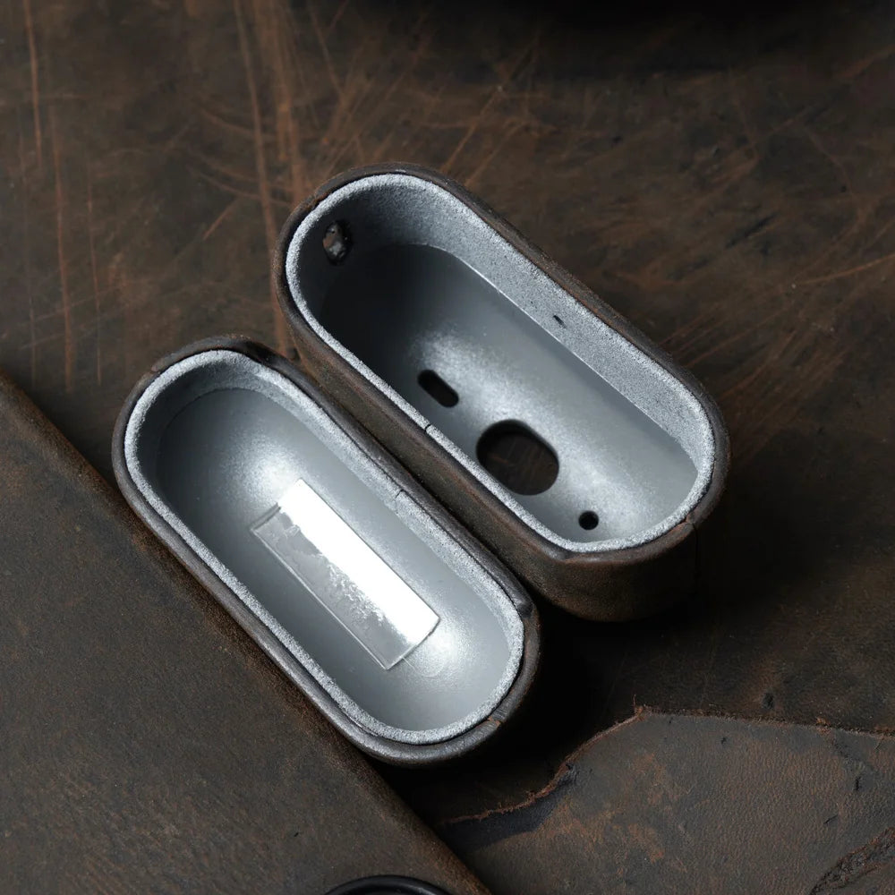 Italian Crazy Horse Genuine Leather Case for AirPods Pro 2 Luxury Cases for AirPods 3 2 & 1 Wireless Bluetooth Headset Cover