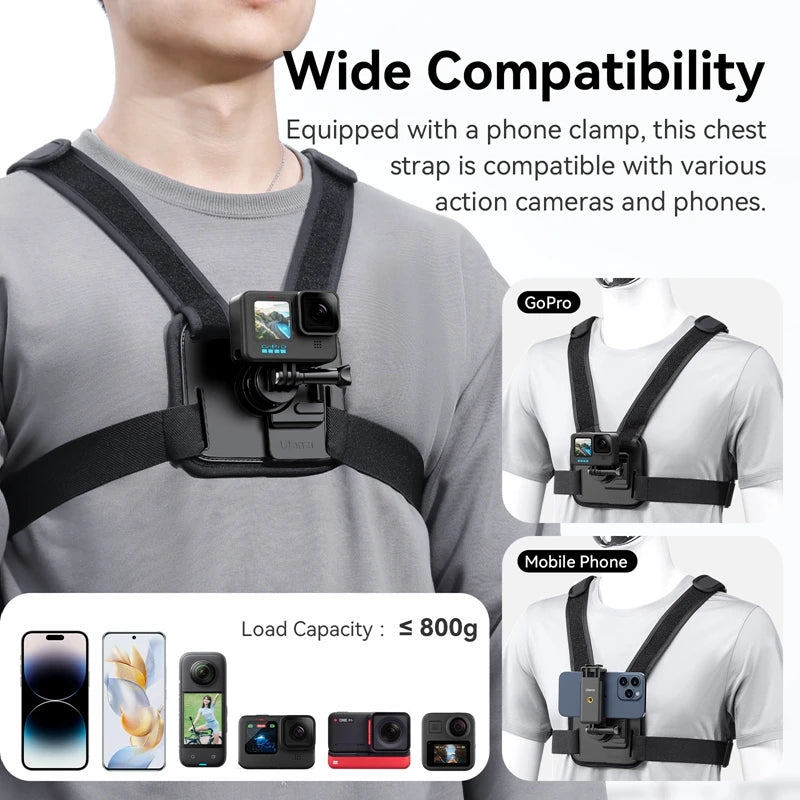 Ulanzi Go-Quick II Magnetic Chest Strap For Action Camera Smartphone Gopro 14 13 12 11 10 iPhone 15 14 13 for Outdoor Video Vlog