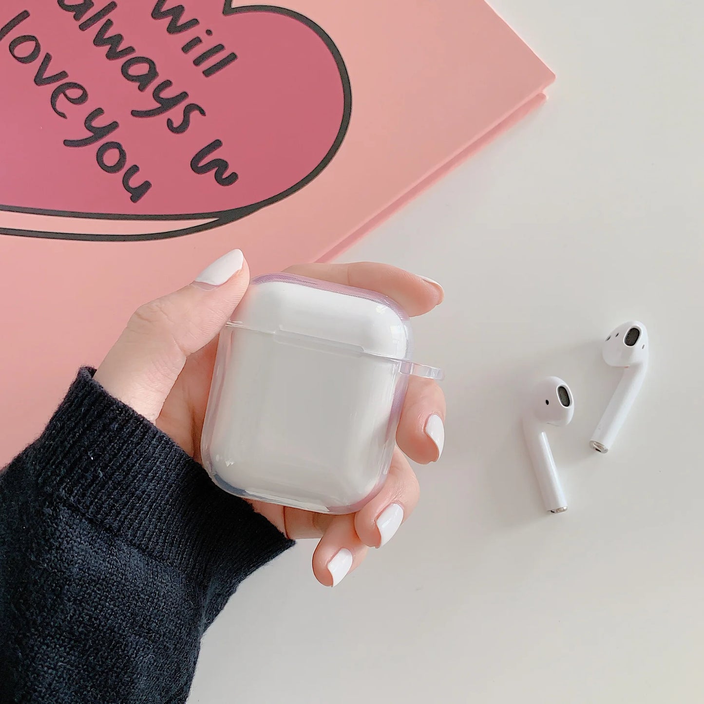 Cute 3D Heart Earphone Case For AirPods 1 2 Pro 2nd Case Soft Silicone For Air pods 4 3 Bluetooth Earphone Charging Boxs Keyring