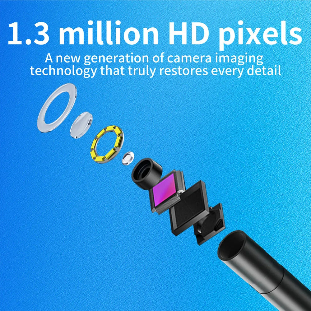 Industrial Endoscope Camera for iOS System HD 960P Waterproof Inspection Sewer Borescope Camera for Checking Car