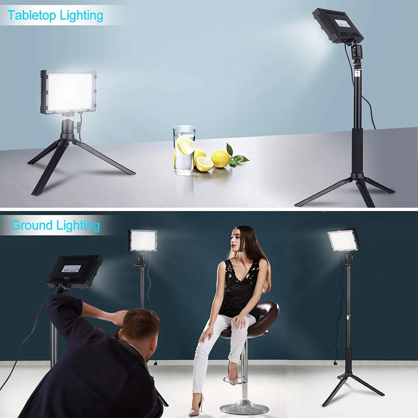 LED Video Light Panel Photography Lighting Photo Studio Lamp Kit 2 Pack For Shoot Live Streaming Youbube With Stand RGB Filters