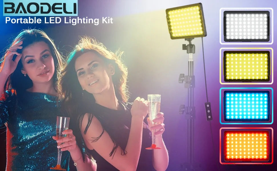 LED Video Light Panel Photography Lighting Photo Studio Lamp Kit 2 Pack For Shoot Live Streaming Youbube With Stand RGB Filters